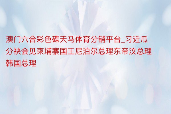 澳门六合彩色碟天马体育分销平台_习近瓜分袂会见柬埔寨国王尼泊