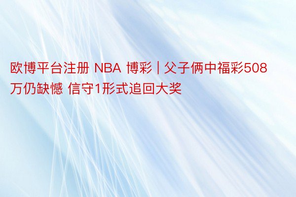 欧博平台注册 NBA 博彩 | 父子俩中福彩508万仍缺憾 