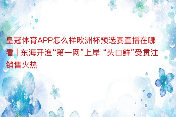 皇冠体育APP怎么样欧洲杯预选赛直播在哪看 | 东海开渔“第