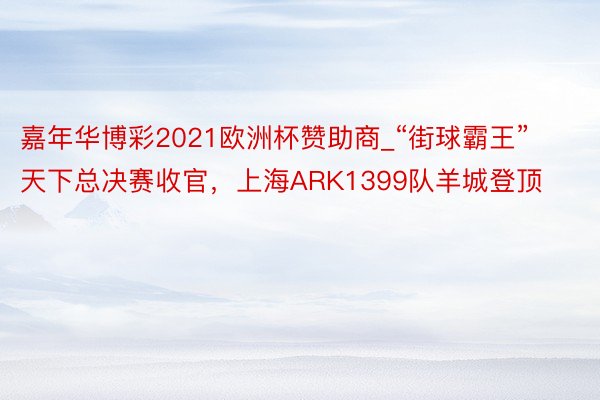 嘉年华博彩2021欧洲杯赞助商_“街球霸王”天下总决赛收官，上海ARK1399队羊城登顶